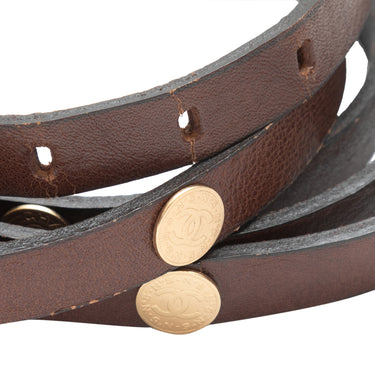 Dark Brown Chanel Skinny Leather Belt