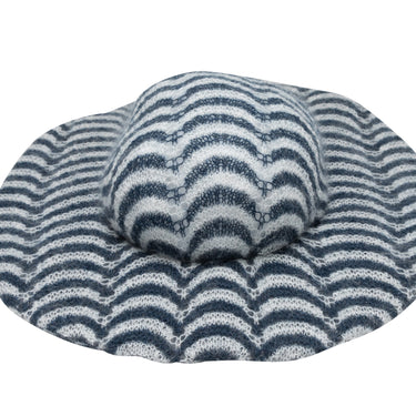 Navy & White Andre Walker Mohair Wide Brim Hat Size US XS - Designer Revival