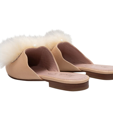 Pink & White Alameda Turquesa Furry Mules Size 37 - Designer Revival