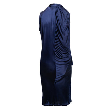Navy John Galliano Sleeveless Cowl Neck Dress Size IT 40 - Designer Revival