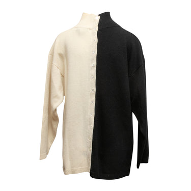 Vintage Black & White Kikit Color Block Wool Cardigan Size US M