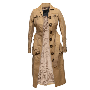 Tan Burberry Prorsum Belted Trench Coat Size EU 34