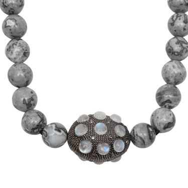 Gray Bavna Beaded Moonstone & Diamond Necklace - Designer Revival