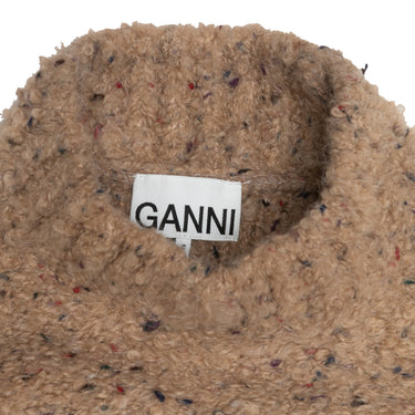 Tan & Multicolor Ganni Melange Mock Neck Sweater Size US XS/S - Designer Revival