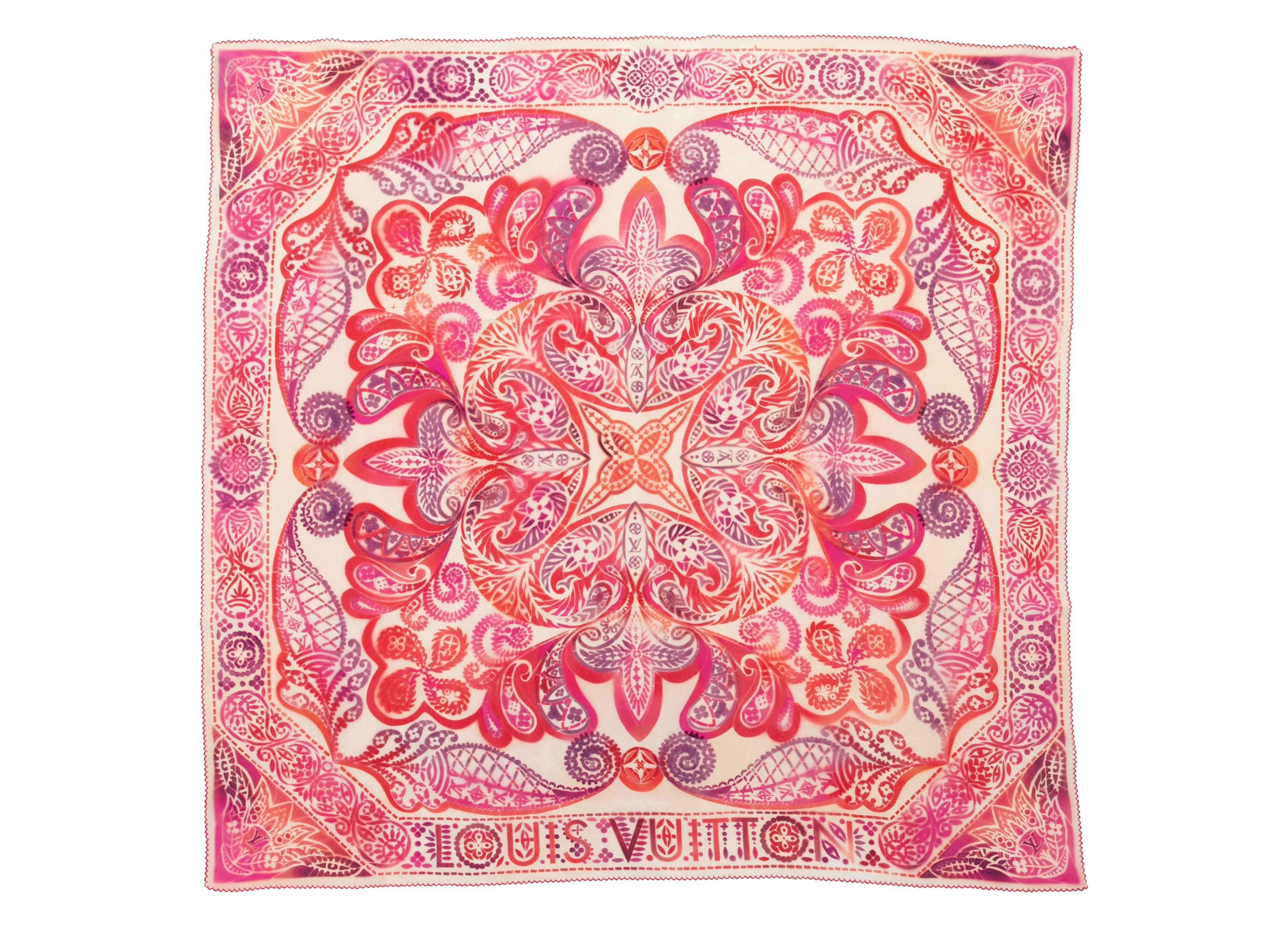 Fuchsia & Multicolor Louis Vuitton Silk Scarf - Designer Revival