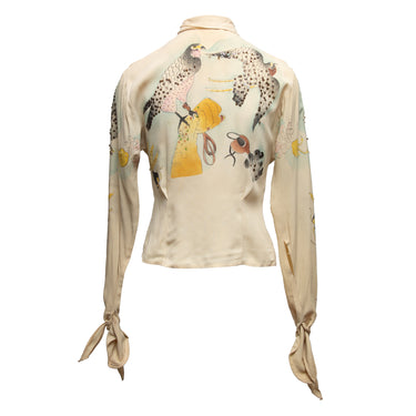 Vintage Cream & Multicolor Tina Leser 1940s Hand-Painted Blouse Size US XS/S - Atelier-lumieresShops Revival