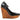 Black Chloe Patent Leather Ankle Strap Wooden Wedges Size 37