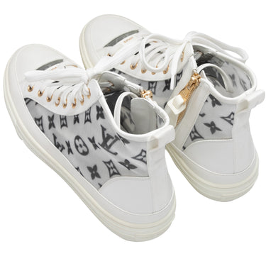 White & Black Louis Vuitton Monogram High-Top Sneakers Size 38 - Designer Revival