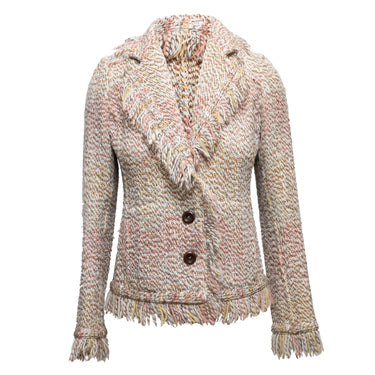 Beige & Multicolor Missoni Wool Knit Blazer Size IT 40 - Designer Revival