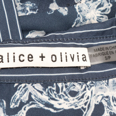 Navy & White Alice + Olivia Floral Print Dress Size US S - Designer Revival