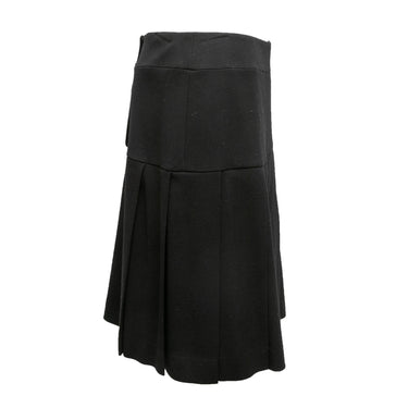 Vintage Black Chanel Boutique Pleated Skirt Size US L - Designer Revival