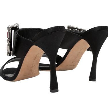 Black Manolo Blahnik Embellished Heeled Sandals Size 40 - Designer Revival