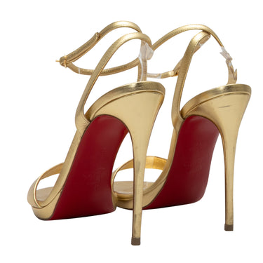 Gold Christian Louboutin Leather Heeled Sandals Size 37 - Atelier-lumieresShops Revival
