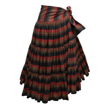 Vintage Black & Multicolor Norma Kamali 70s Wrap Skirt Size US S/M - Designer Revival