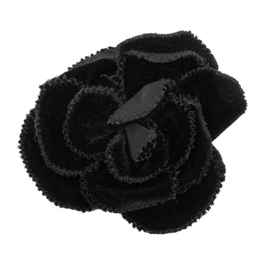 Black Chanel Velvet Camellia Lapel Pin - Designer Revival