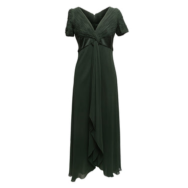 Vintage Dark Green Valentino Silk Gown Size US 10 - Designer Revival