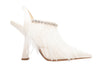 White Jimmy Pointed Pointed-Toe Satin Feather & Crystal-Embellished Heels