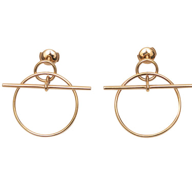 18K Yellow Gold Hermes Pierced Loop Earrings - Designer Revival