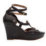 Black Hermes Leather Strappy Wedge Sandals Size 40.5 - Designer Revival