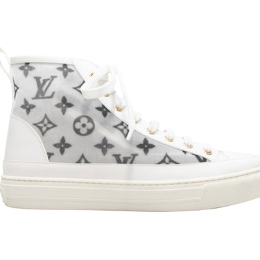 White & Black Louis Vuitton Monogram High-Top Sneakers Size 38 - Designer Revival