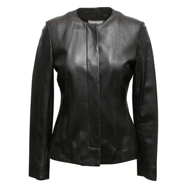 Black Agnona Leather Jacket Size IT 42 - Designer Revival