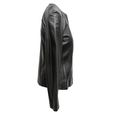 Black Agnona Leather Jacket Size IT 42 - Designer Revival