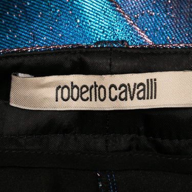 Blue & Purple Roberto Cavalli Metallic Iridescent Skinny-Leg Pants Size IT 42