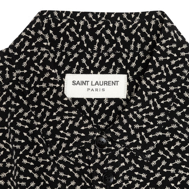 Black & White Saint Laurent Silk Arrow Print Button-Up Top Size M