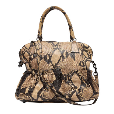 Beige & Black Valentino Python Shoulder Bag - Designer Revival