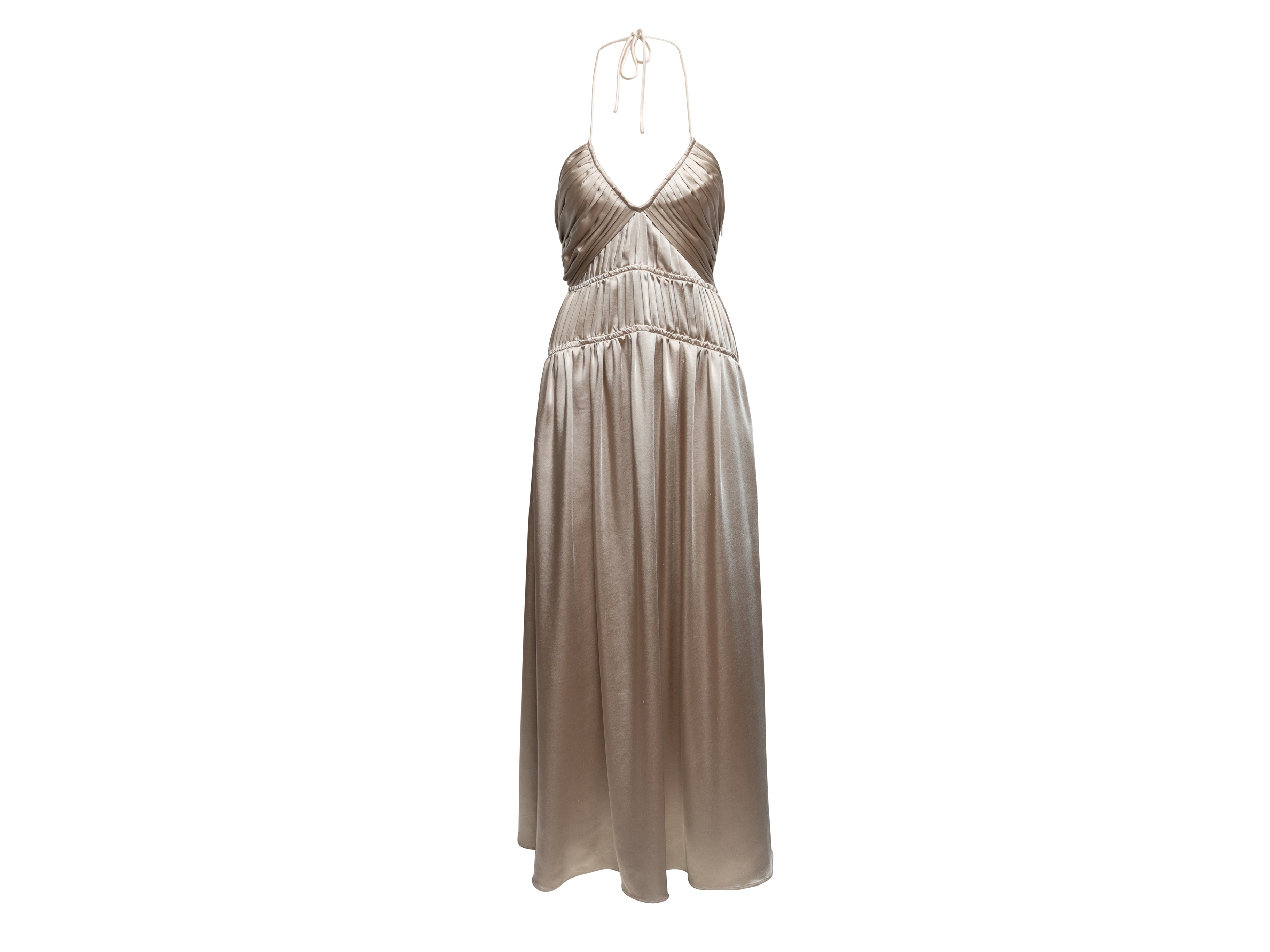 Beige Jonathan Simkhai Satin Halter Dress Size US 0 - Designer Revival