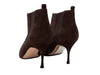Brown Manolo Blahnik Suede Heeled Ankle Boots