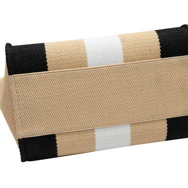Beige & Multicolor steel Chanel Striped Logo Tote Bag - Atelier-lumieresShops Revival