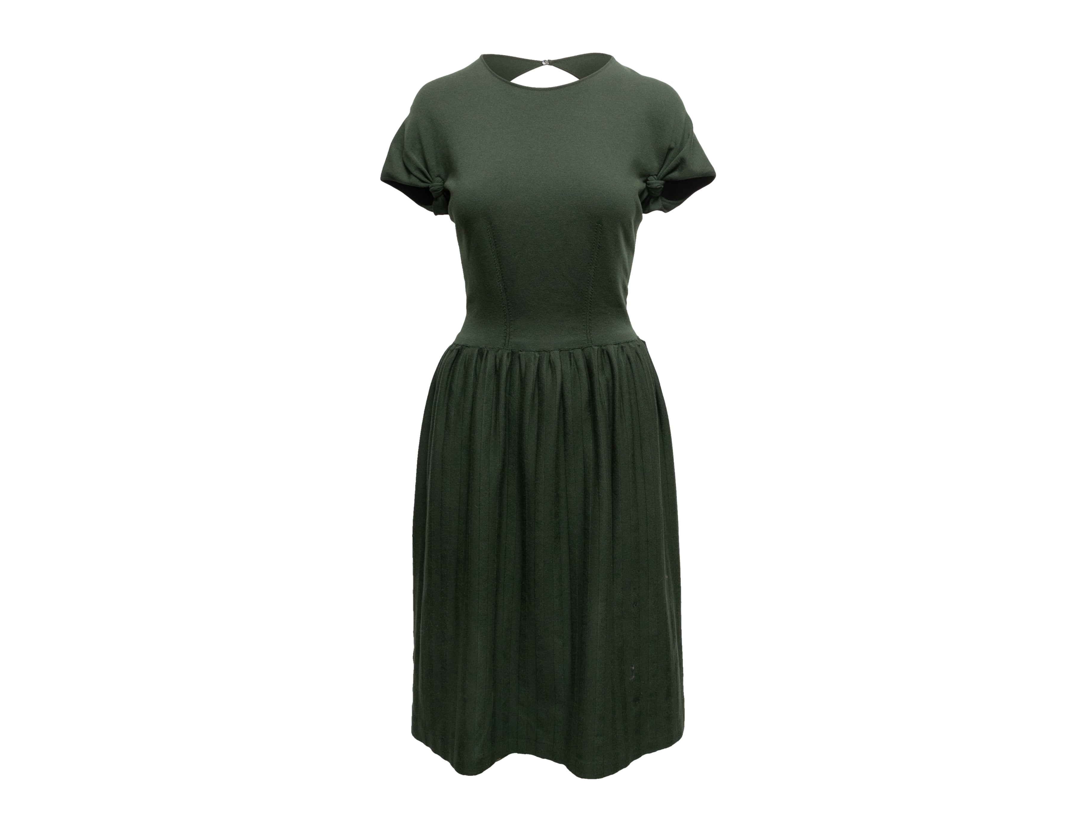 Dark Green Alaia Open Back Knit Dress Size US S - Designer Revival