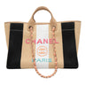 Beige & Multicolor Chanel Striped Logo Tote Bag - Atelier-lumieresShops Revival