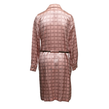 Vintage Light Pink Chanel Fall/Winter 2000 Printed Silk Dress Size FR 42 - Designer Revival