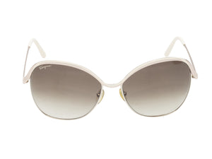 White Salvatore Ferragamo Metal Oversized Sunglasses