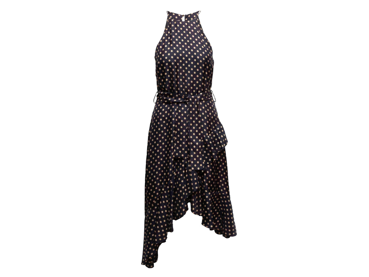 Black & Beige Zimmermann Polka Dot Halter Dress Size US 2