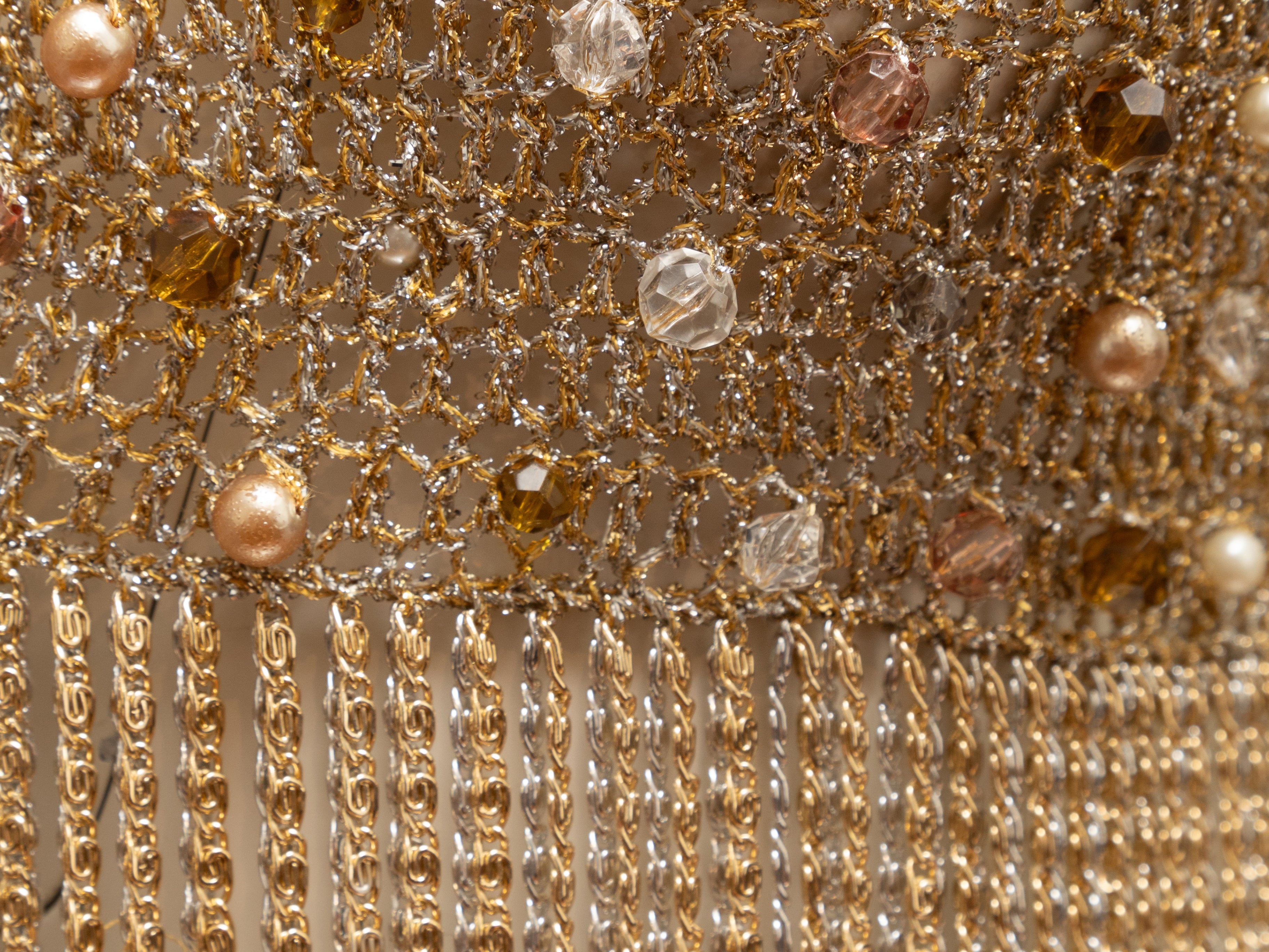 Gold & Silver Loris Azzaro Long Sleeve Crochet Top Size S - Designer Revival
