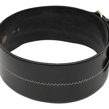 Vintage Black Gianfranco Ferre Wide Leather Belt Size US S - Designer Revival