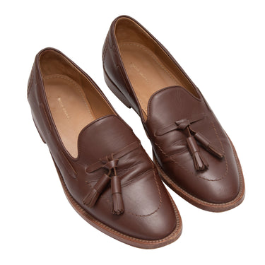 Brown Mansur Gavriel Leather Tassel Loafers Size 37 - Designer Revival
