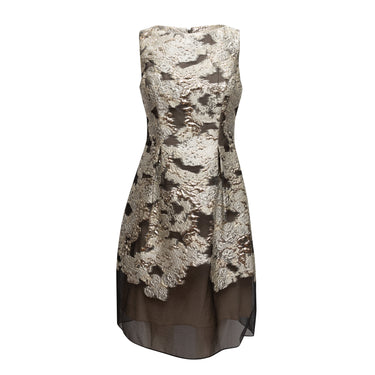 Silver & Black Lela Rose Jacquard Sleeveless Dress Size US 6 - Designer Revival