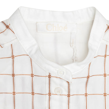 White & Gold Chloe Grid Print Button-Up Top Size FR 40