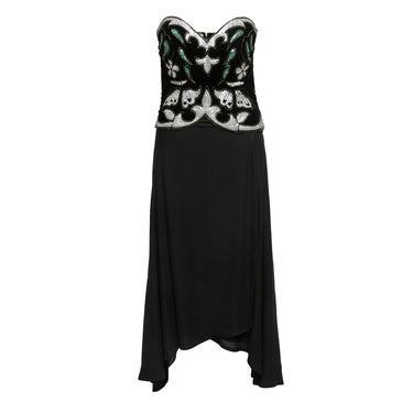 Vintage Black & Multicolor Karl Lagerfeld Embellished Gown Size FR 40 - Designer Revival