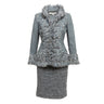Light Blue & Grey Oscar de la Renta Wool & Cashmere Skirt Suit Size UK 4,8 - Atelier-lumieresShops Revival