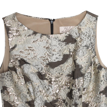 Silver & Black Lela Rose Jacquard Sleeveless Dress Size US 6 - Designer Revival