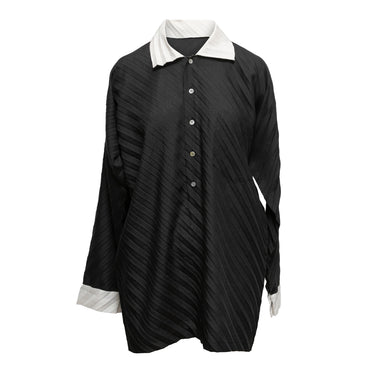 Black & White Issey Miyake Pleated Long Sleeve Top Size US M/L