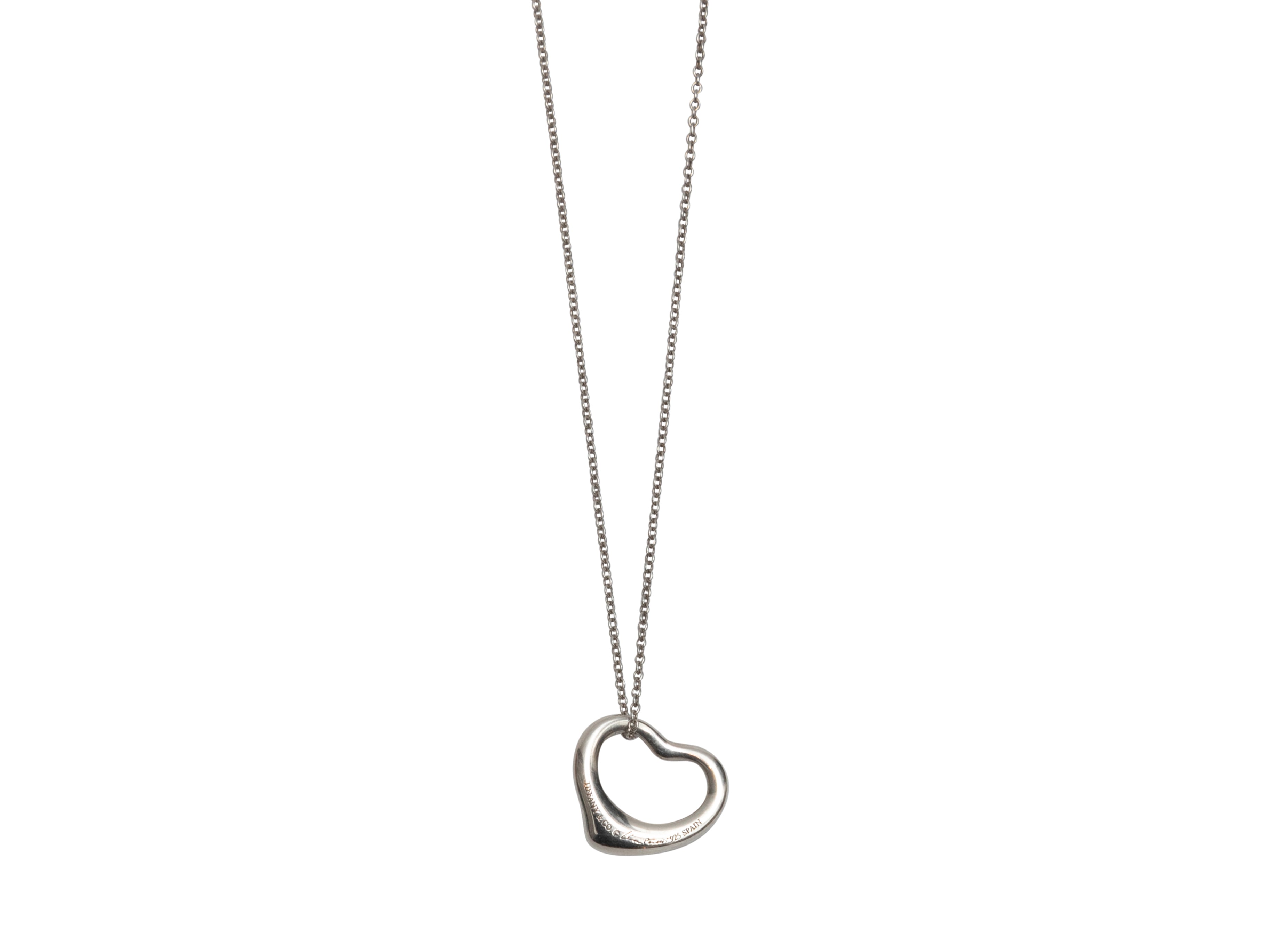 Sterling Silver Tiffany & Co. Elsa Peretti Open Heart Pendant Necklace - Designer Revival