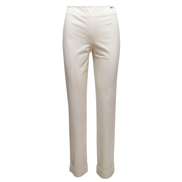 White Chanel Cuffed Straight-Leg Pants Size FR 36