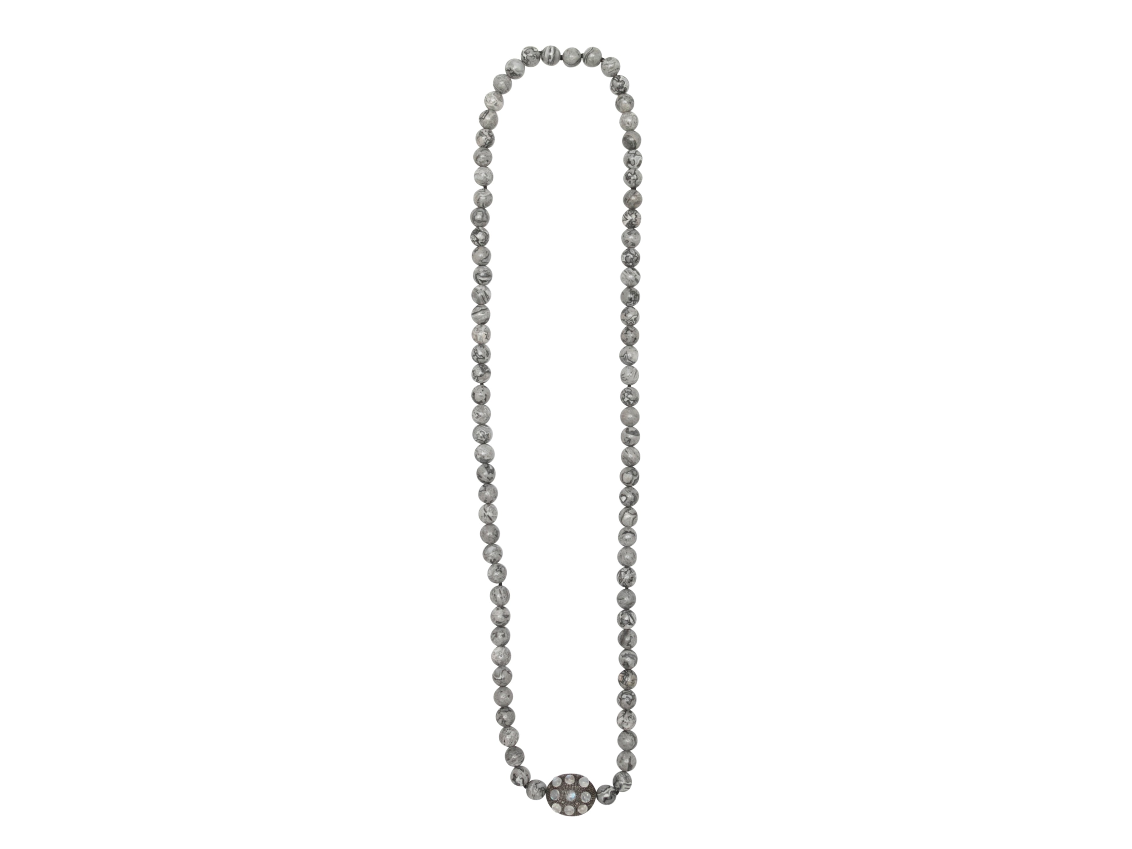 Grey & Silver Bavna Moonstone & Diamond Beaded Necklace - Designer Revival