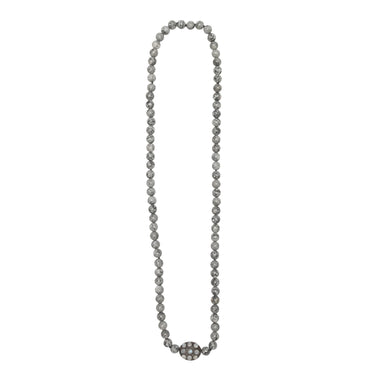 Grey & Silver Bavna Moonstone & Diamond Beaded Necklace - Designer Revival